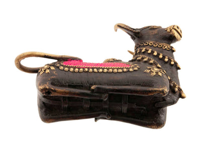 Statue Vache Sacrée Nandi Dhokra – Art Tribal Bastar Orissa en Laiton