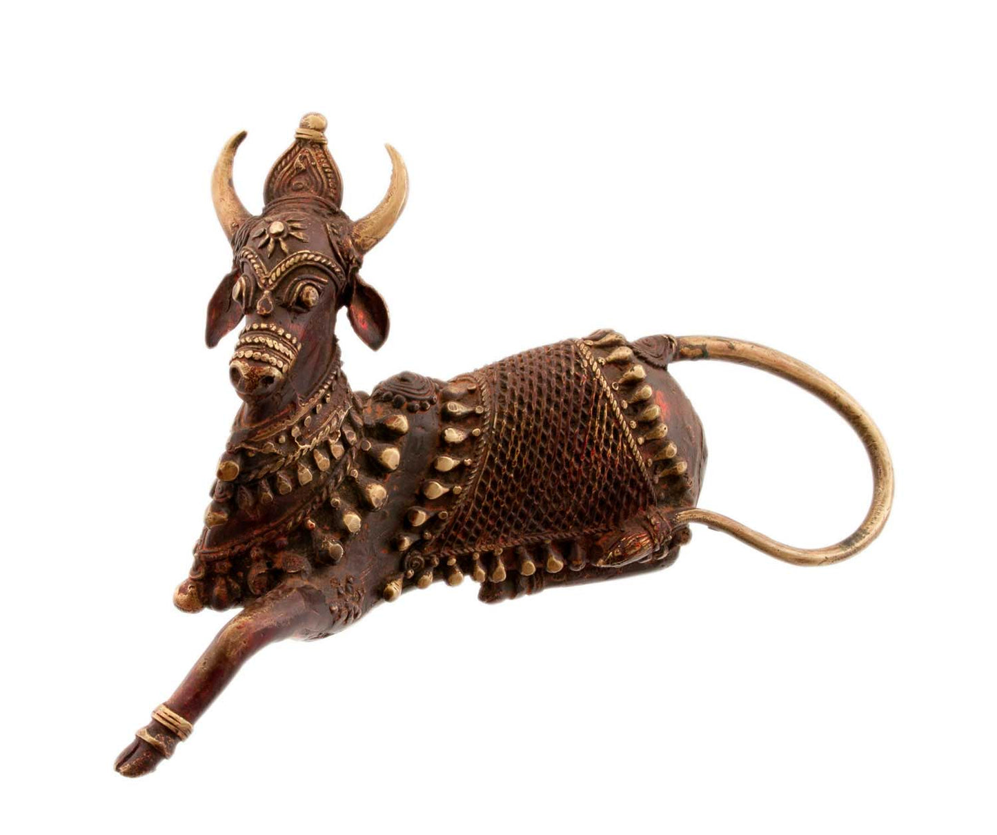 Vache Sacrée Nandi Dhokra – Statue en Laiton, Art Tribal du Bastar Inde