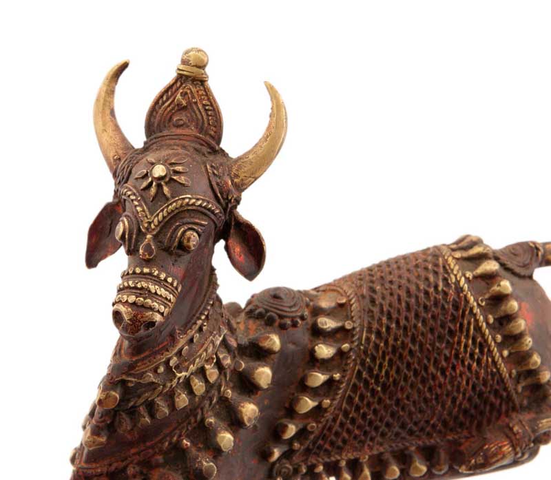 Vache Sacrée Nandi Dhokra – Statue en Laiton, Art Tribal du Bastar Inde