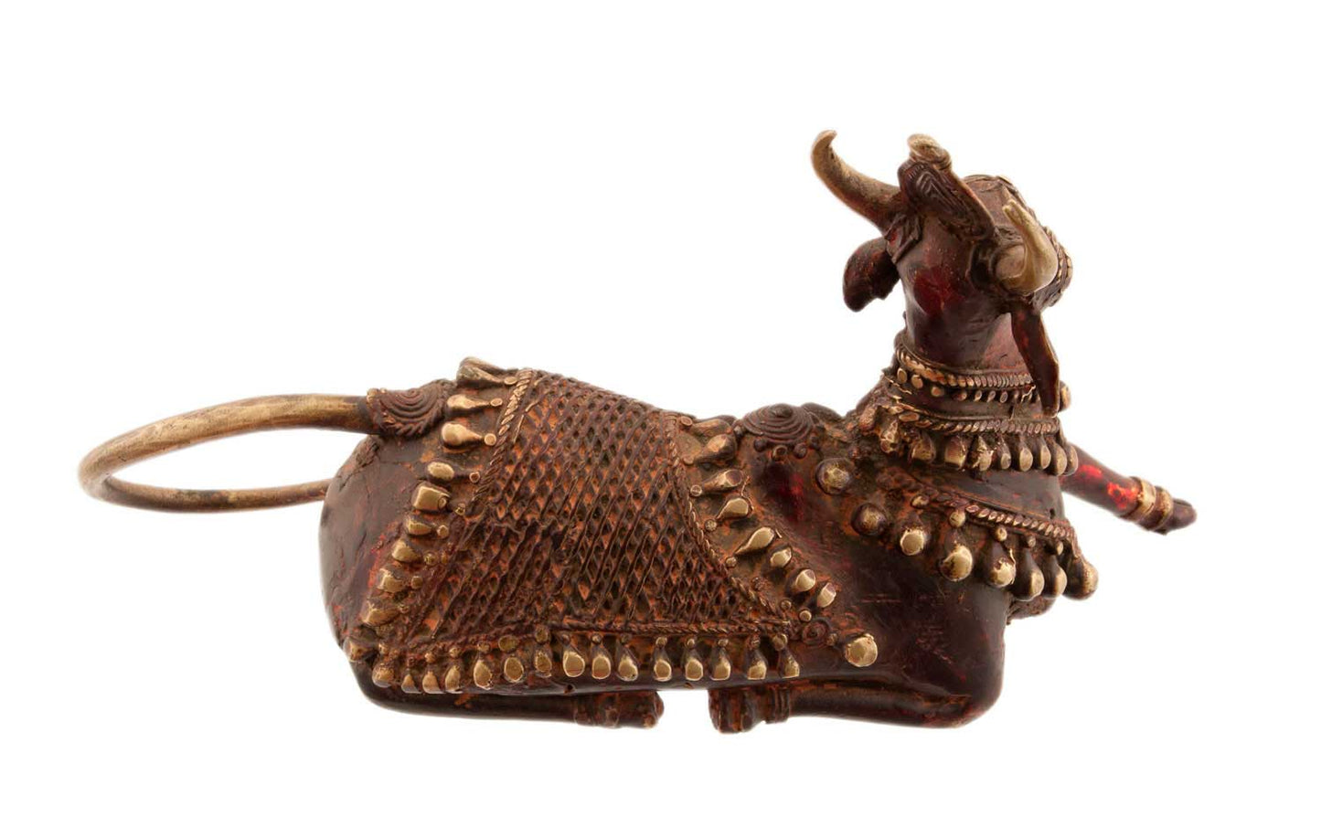 Vache Sacrée Nandi Dhokra – Statue en Laiton, Art Tribal du Bastar Inde