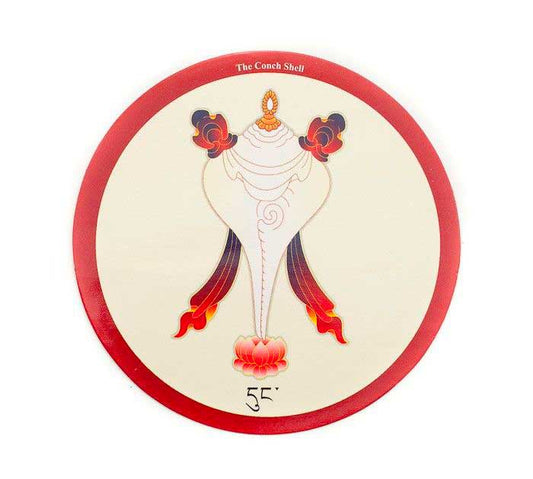 Sticker Intérieur Conque Blanche Dextrogyre – Symbole Auspicieux Du Bouddhisme Tibétain