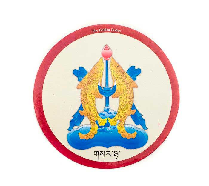 Sticker Intérieur Deux Poissons D’Or – Symbole Auspicieux Du Bouddhisme Tibétain