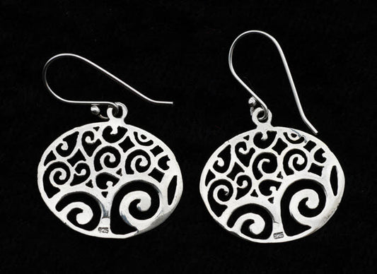 Boucles d’oreilles Arbre de Vie Yggdrasil en argent 925 – Symbole nordique cosmique