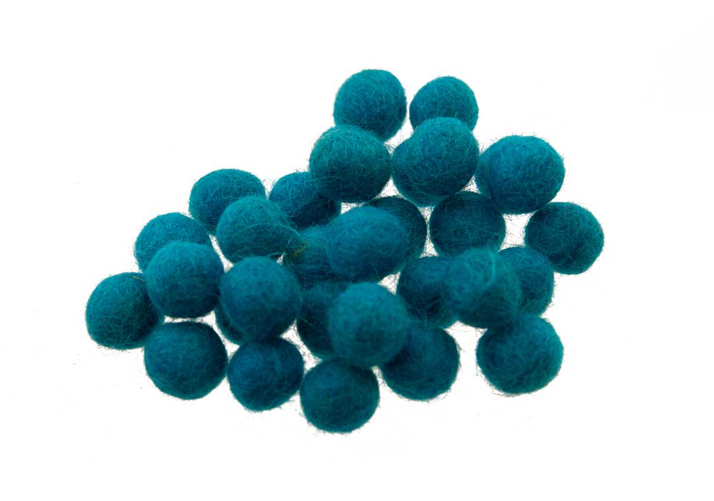 Perles En Feutrine De Laine Bleues 12-13 mm – Lot De 50 – Artisanat Du Népal