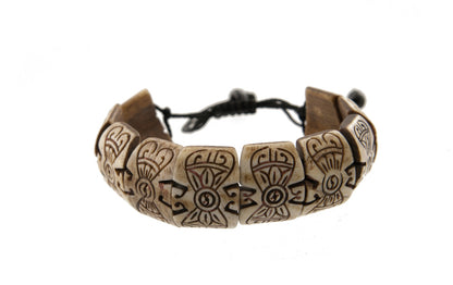 Bracelet Tibétain Dorje Vajra Gravé en Os de Yak – Symbole Bouddhiste