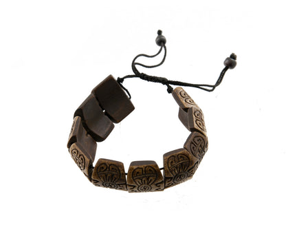 Bracelet Tibétain Dorje Vajra Gravé en Os de Yak – Symbole Bouddhiste