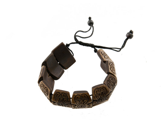 Bracelet Tibétain Dorje Vajra Gravé en Os de Yak – Symbole Bouddhiste