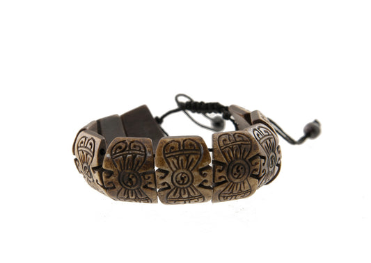 Bracelet Tibétain Dorje Vajra Gravé en Os de Yak – Symbole Bouddhiste