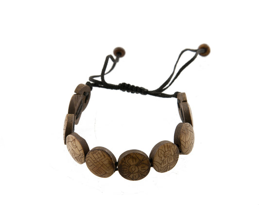 Bracelet Tibétain Astamangala en Os de Yak – Symboles Auspicieux Bouddhistes