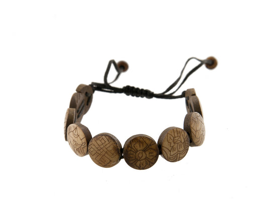 Bracelet Tibétain Astamangala en Os de Yak – Symboles Auspicieux Bouddhistes