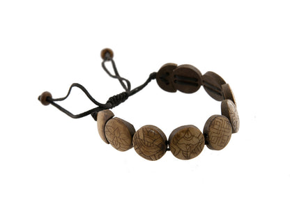 Bracelet Tibétain Astamangala en Os de Yak – Symboles Auspicieux Bouddhistes