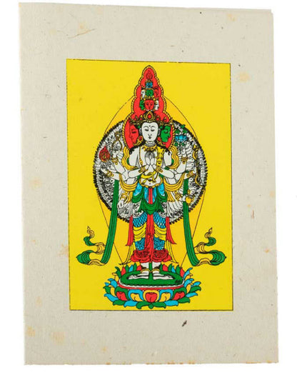 Carte De Vœux Bouddhiste Avalokitesvara – Papier Népalais Artisanat Spirituel