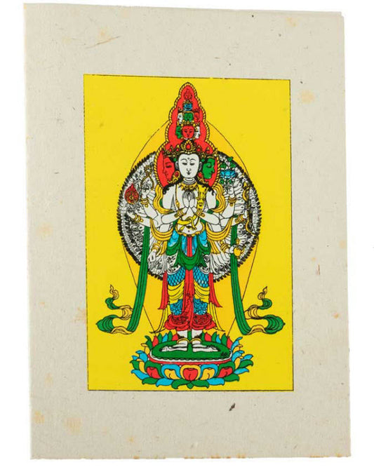 Carte De Vœux Bouddhiste Avalokitesvara – Papier Népalais Artisanat Spirituel