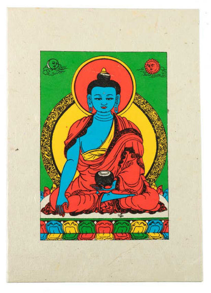 Carte De Vœux Bouddhiste Akshobhya – Papier Népalais Artisanat Spirituel
