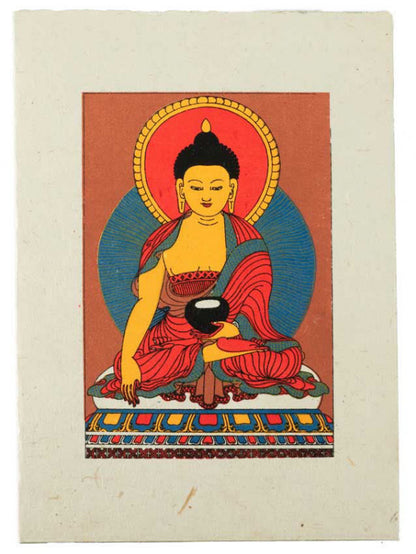 Carte De Vœux Bouddhiste Bouddha Shakyamuni – Papier Népalais Artisanat Spirituel