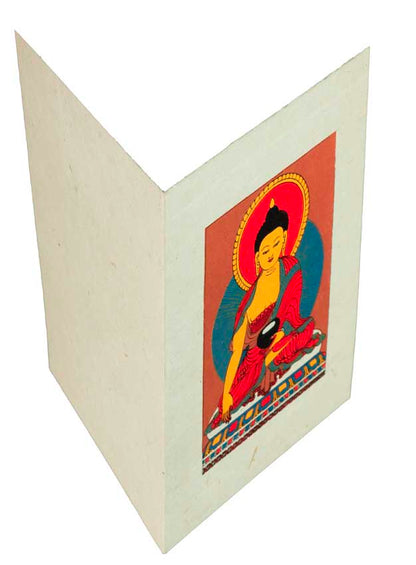 Carte De Vœux Bouddhiste Bouddha Shakyamuni – Papier Népalais Artisanat Spirituel