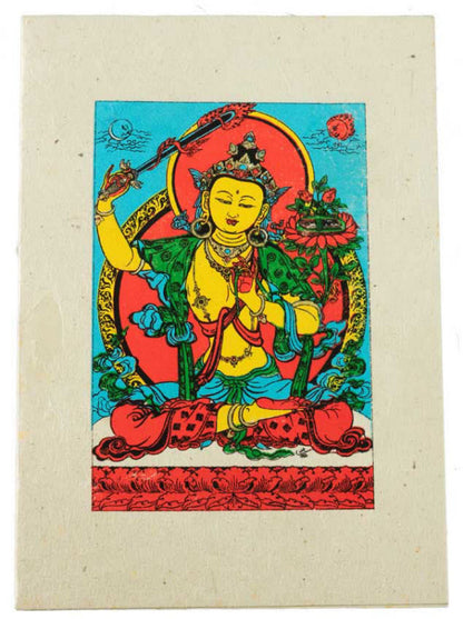 Carte De Vœux Bouddhiste Manjushri – Papier Népalais Artisanat Spirituel