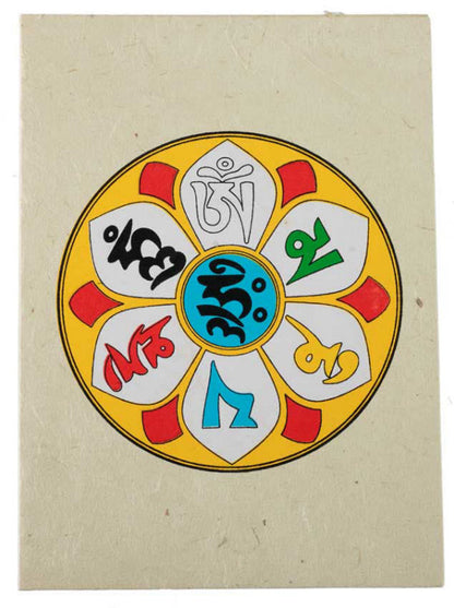 Carte De Vœux Bouddhiste Om Mani Padme Hum – Papier Népalais Artisanat Spirituel