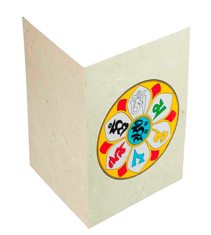 Carte De Vœux Bouddhiste Om Mani Padme Hum – Papier Népalais Artisanat Spirituel