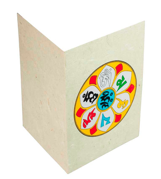 Carte De Vœux Bouddhiste Om Mani Padme Hum – Papier Népalais Artisanat Spirituel