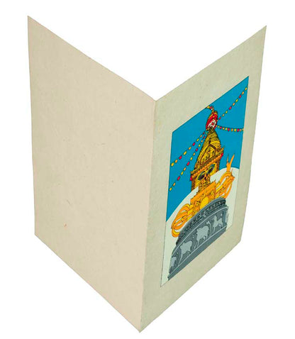 Carte De Vœux Bouddhiste Stupa Et Vajra – Papier Népalais Artisanat Spirituel