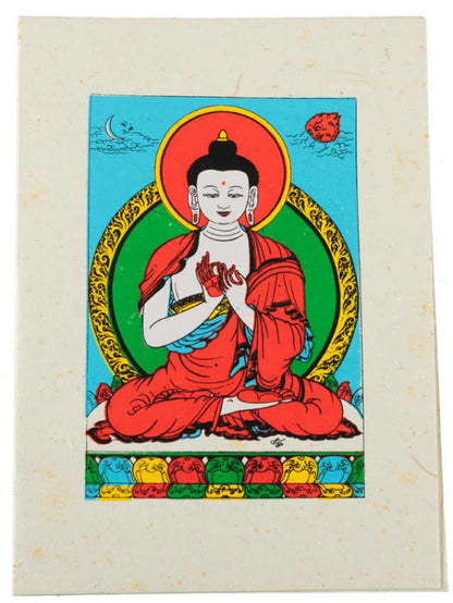 Carte De Vœux Bouddhiste Bouddha Vairocana – Papier Népalais Artisanat Spirituel