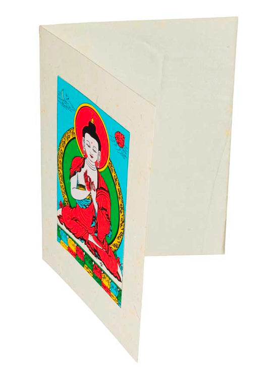Carte De Vœux Bouddhiste Bouddha Vairocana – Papier Népalais Artisanat Spirituel