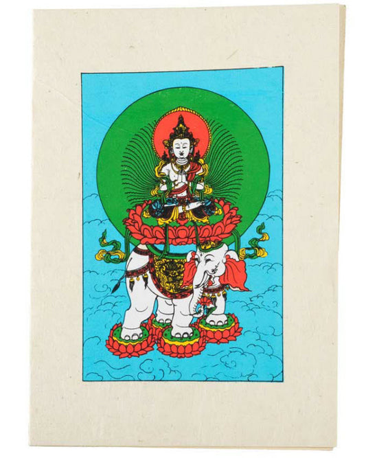 Carte De Vœux Bouddhiste Samantabhadra Bodhisattva – Papier Népalais Artisanat Spirituel