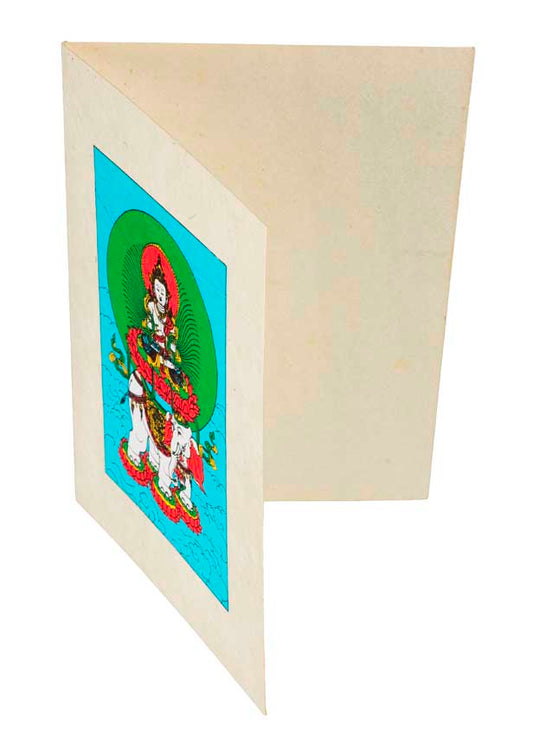 Carte De Vœux Bouddhiste Samantabhadra Bodhisattva – Papier Népalais Artisanat Spirituel