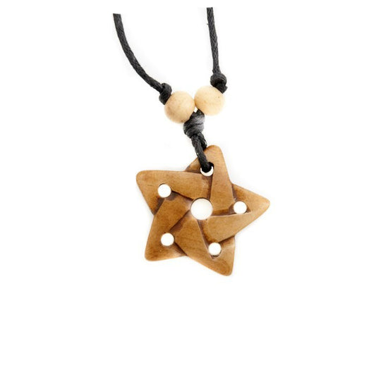 Collier Pendentif En Corne De Yak Pentagramme