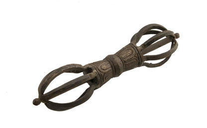 Ancien Dorje Vajra En Fer – Objet Rituel Bouddhiste Tibétain