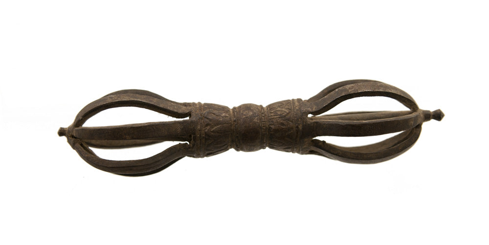 Ancien Dorje Vajra Tibétain En Fer – Grand Modèle – Objet Rituel Bouddhiste Vajrayana Du Népal