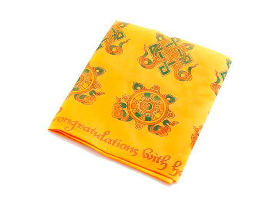 Khata KATA écharpe de félicité jaune – écharpe rituelle tibétaine en soie