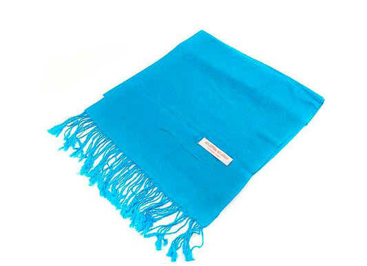 Écharpe Artisanale Bleue Du Népal Mega Size En Coton Et Viscose 180 × 72 Cm