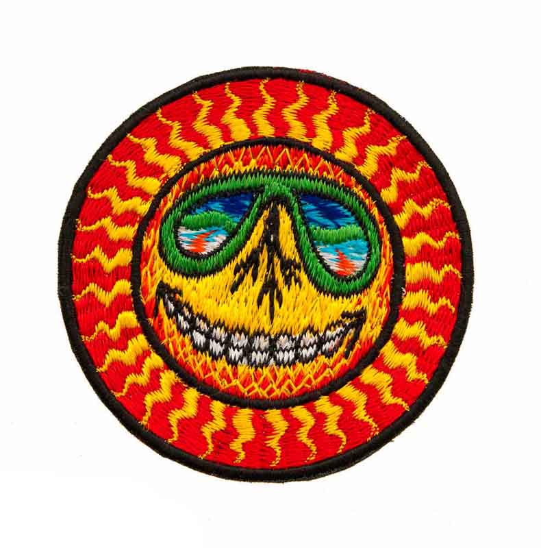 Écusson Brodé Soleil Et Tête De Mort Psychédélique – Artisanat Népalais
