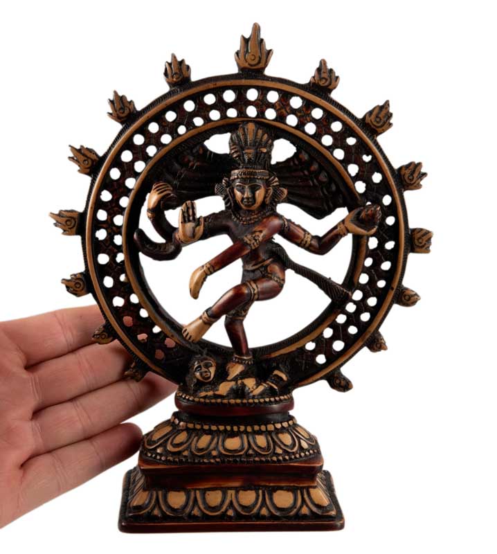 Statue Shiva Nataraja Beige et Marron du Népal – Danse Cosmique en Résine