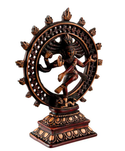 Statue Shiva Nataraja Beige et Marron du Népal – Danse Cosmique en Résine