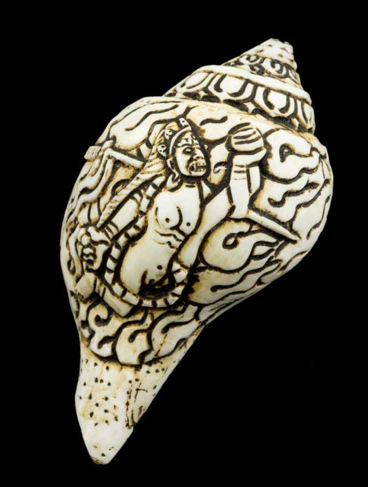 Conque Bouddhiste Tibétaine Dakini Shanka – Ornement Spirituel en Coquillage du Népal