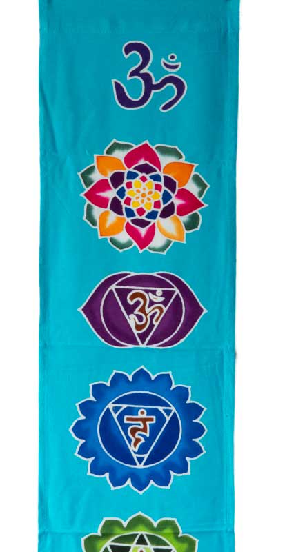 Bannière Batik Chakra Connexion – Tenture Murale Spirituelle de Bali