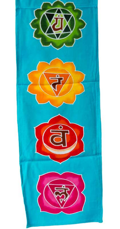 Bannière Batik Chakra Connexion – Tenture Murale Spirituelle de Bali