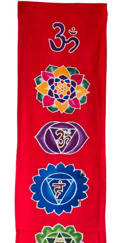 Bannière Batik Chakra Connexion – Tenture Murale Spirituelle de Bali