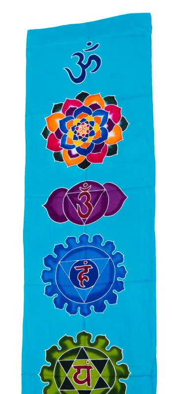 Bannière Batik Chakra Sri Yantra Fleur de Vie – Tenture Murale Artisanale de Bali
