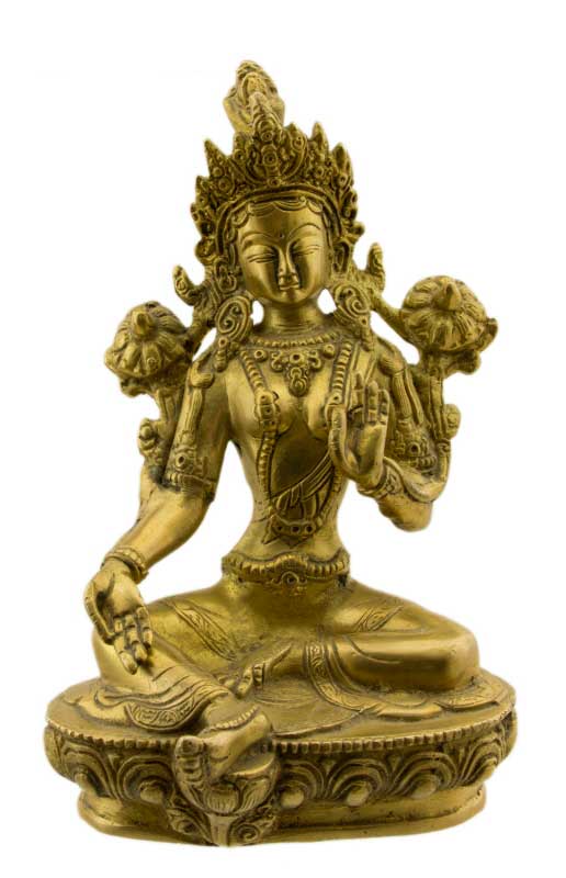 Statue Bouddhiste Tara Blanche Jetsun Dolma En Laiton – Artisanat Du Népal