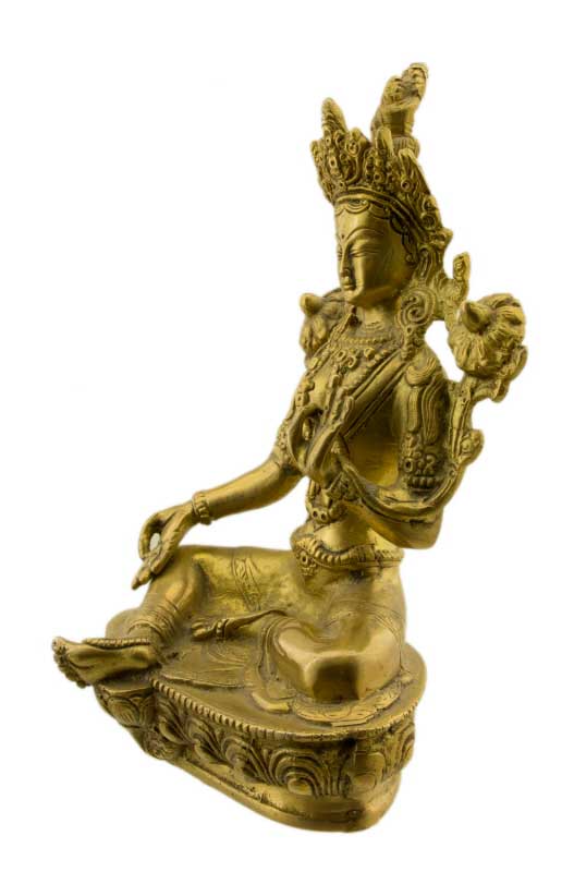 Statue Bouddhiste Tara Blanche Jetsun Dolma En Laiton – Artisanat Du Népal