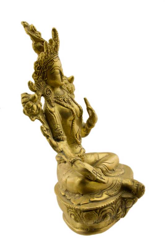 Statue Bouddhiste Tara Blanche Jetsun Dolma En Laiton – Artisanat Du Népal