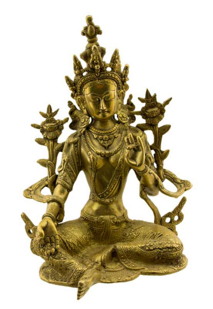 Statue Bouddhiste Tara Verte Jetsun Dolma En Laiton – Artisanat Du Népal