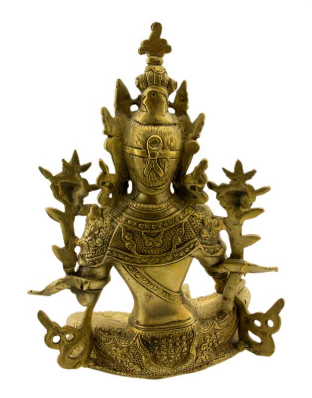 Statue Bouddhiste Tara Verte Jetsun Dolma En Laiton – Artisanat Du Népal