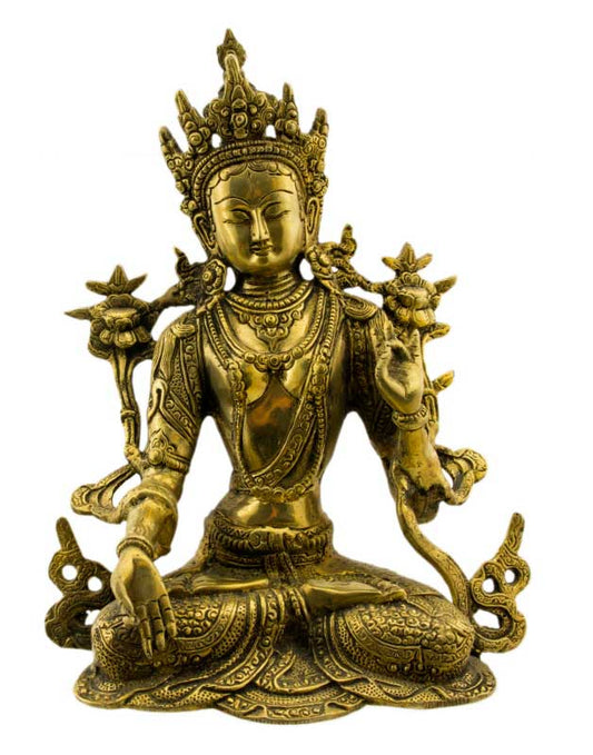Statue Bouddhiste Tara Blanche En Laiton – Artisanat Du Népal
