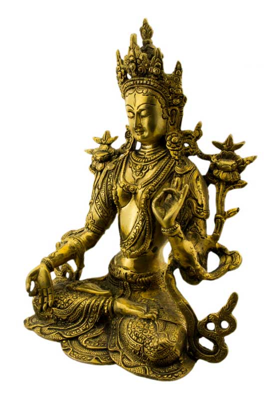 Statue Bouddhiste Tara Blanche En Laiton – Artisanat Du Népal
