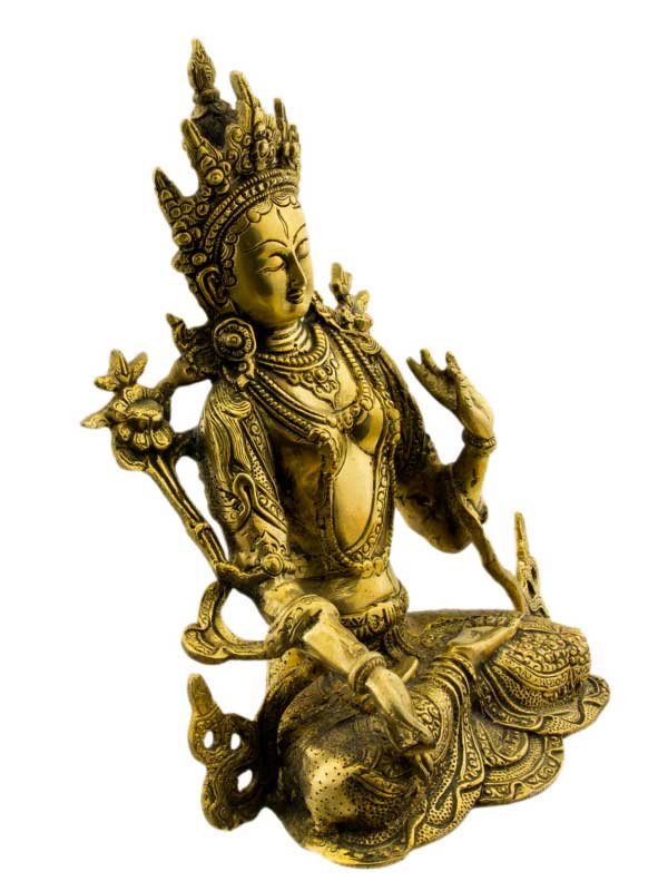 Statue Bouddhiste Tara Blanche En Laiton – Artisanat Du Népal